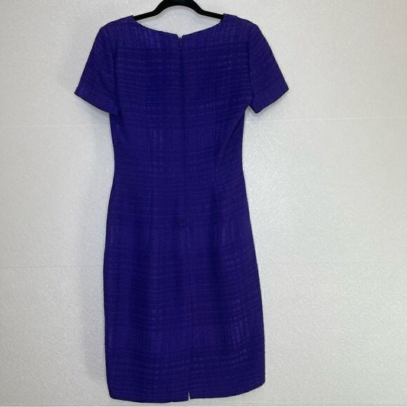 𝅺oscar De La Renta Textured Tweed Sheath Dress Purple 4 - Picture 5 of 5